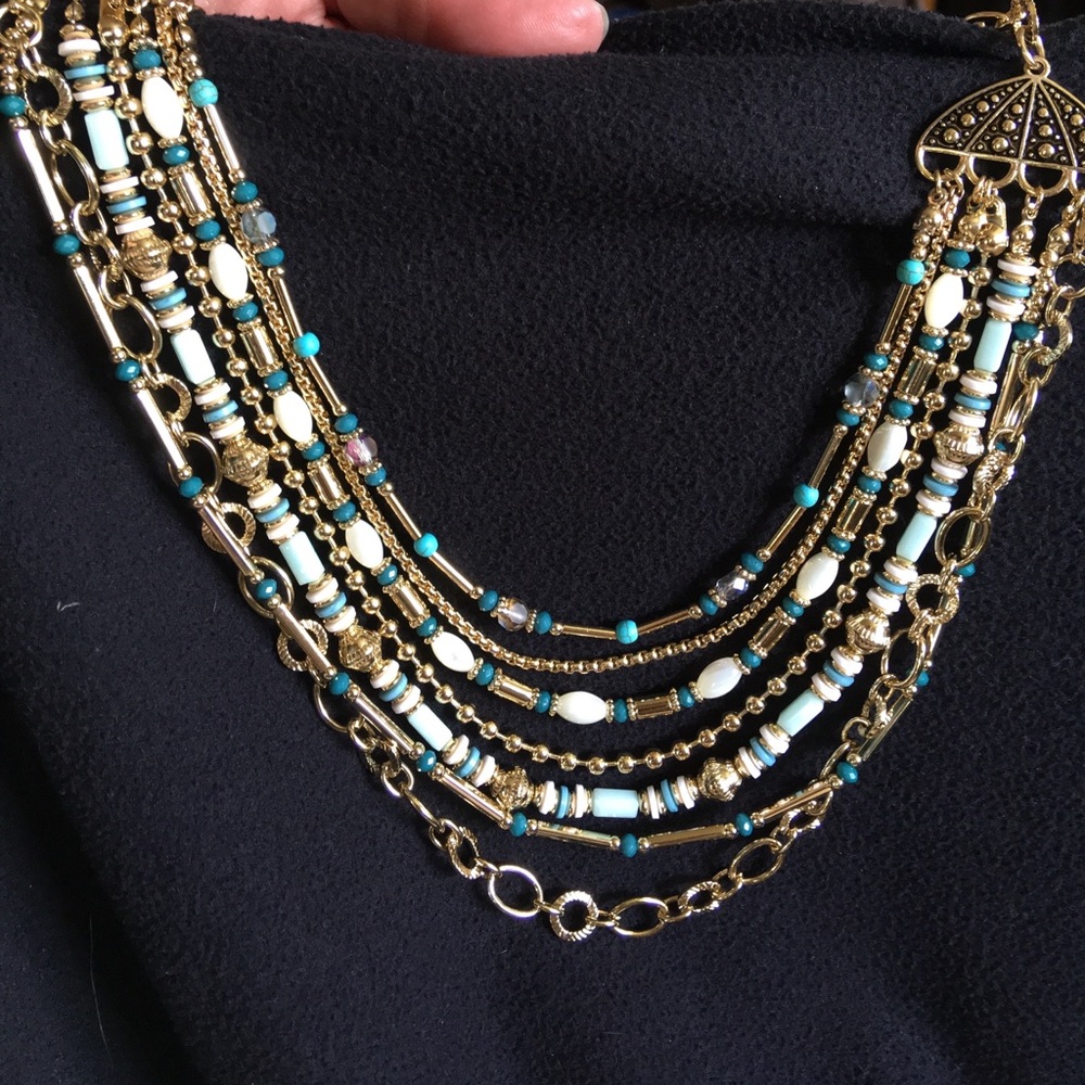 Premiere Design turquoise and gold necklace.